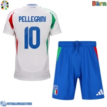 Fotballdrakt Barn Italia Lorenzo Pellegrini #10 Bortedraktsett EM 2024 Kortermet (+ Korte bukser)